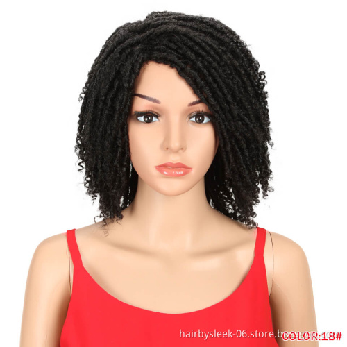 MAGIC curl 13.5 Inch High Temperature Fiber Dreadlock For Black Women Ombre Burg Crochet Twist Hair Soft Short Synthetic Wigs